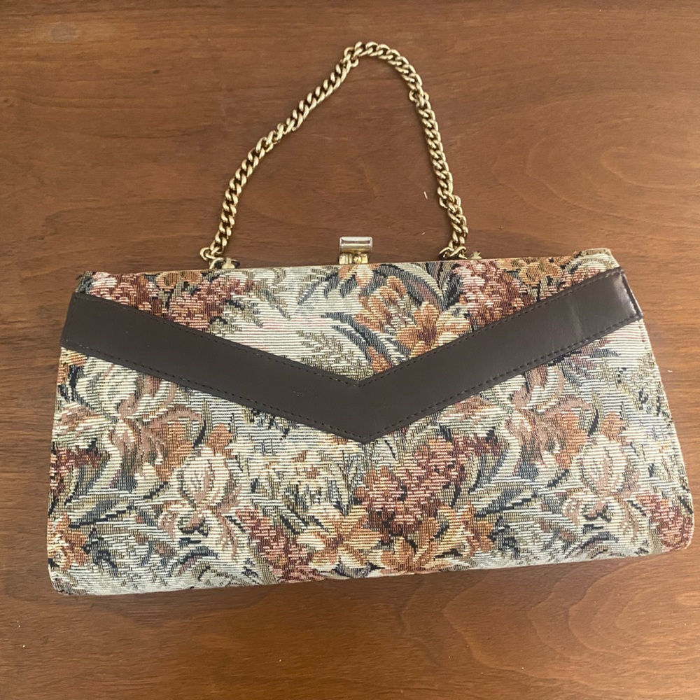 Vintage tapestry clutch purse Cottage Core